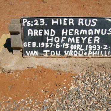 HOFMEYER Arend Hermanus 1957-1993
