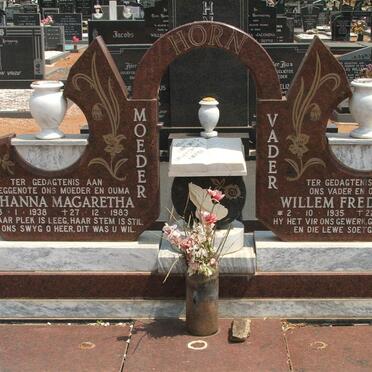 HORN Willem Frederick 1935-1991 &amp; Johanna Magaretha 1938-1983