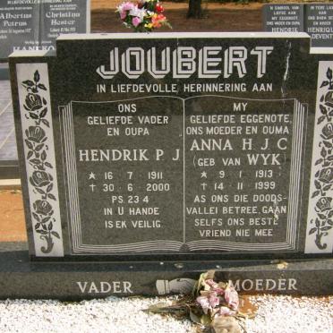 JOUBERT Hendrik P.J. 1911-2000 &amp; Anna H.J.C. VAN WYK 1913-1999