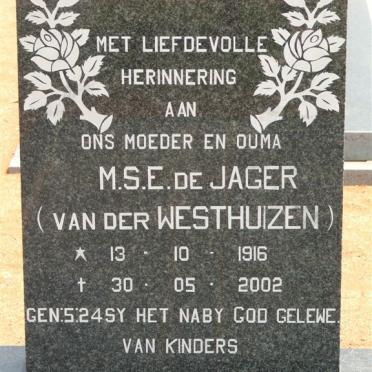 JAGER M.S.E., de nee VAN DER WESTHUIZEN 1916-2002