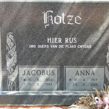 KOTZÉ Jacobus 1904-1993 &amp; Anna 1917-2008
