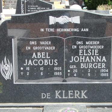 KLERK Abel Jacobus, de 1905-1985 &amp; Elsie Johanna BURGER 1904-1985
