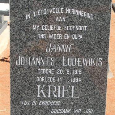 KRIEL Johannes Lodewikis 1918-1994