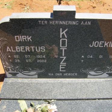 KOTZE Dirk Albertus 1924-2002 &amp; Joekie 1923-