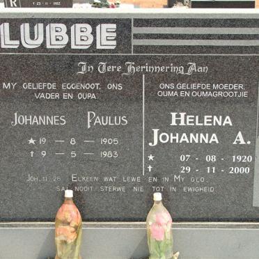 LUBBE Johannes Paulus 1905-1983 &amp; Helena Johanna A. 1920-2000