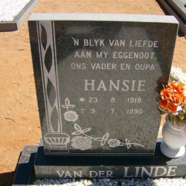 LINDE Hansie, van der 1918-1990