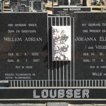 LOUBSER Willem Adrian 1905-1997 &amp; Johanna Elizabeth VISSER 1907-1981
