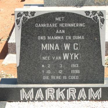 MARKRAM W.C. nee VAN WYK 1913-1998