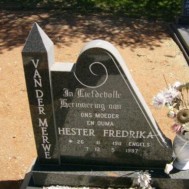 MERWE Hester Fredrika, van der nee ENGELS 1911-1997