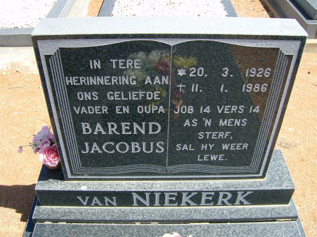 NIEKERK Barend Jacobus, van 1926-1986