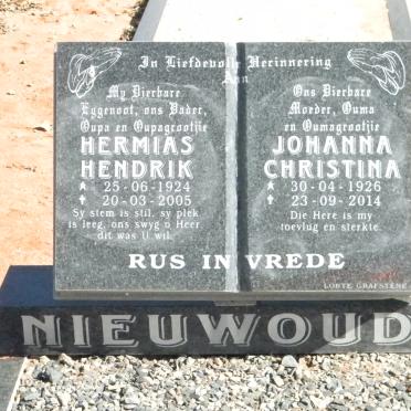 NIEUWOUDT Hermias Hendrik 1924-2005 &amp; Johanna Christina 1926-2014