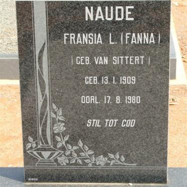 NAUDE Fransia L. nee VAN SITTERT 1909-1980
