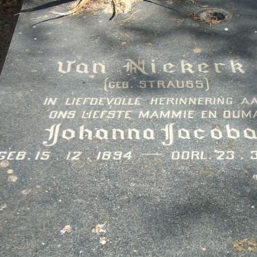 NIEKERK Johanna Jacoba, van nee STRAUSS 1894-1975