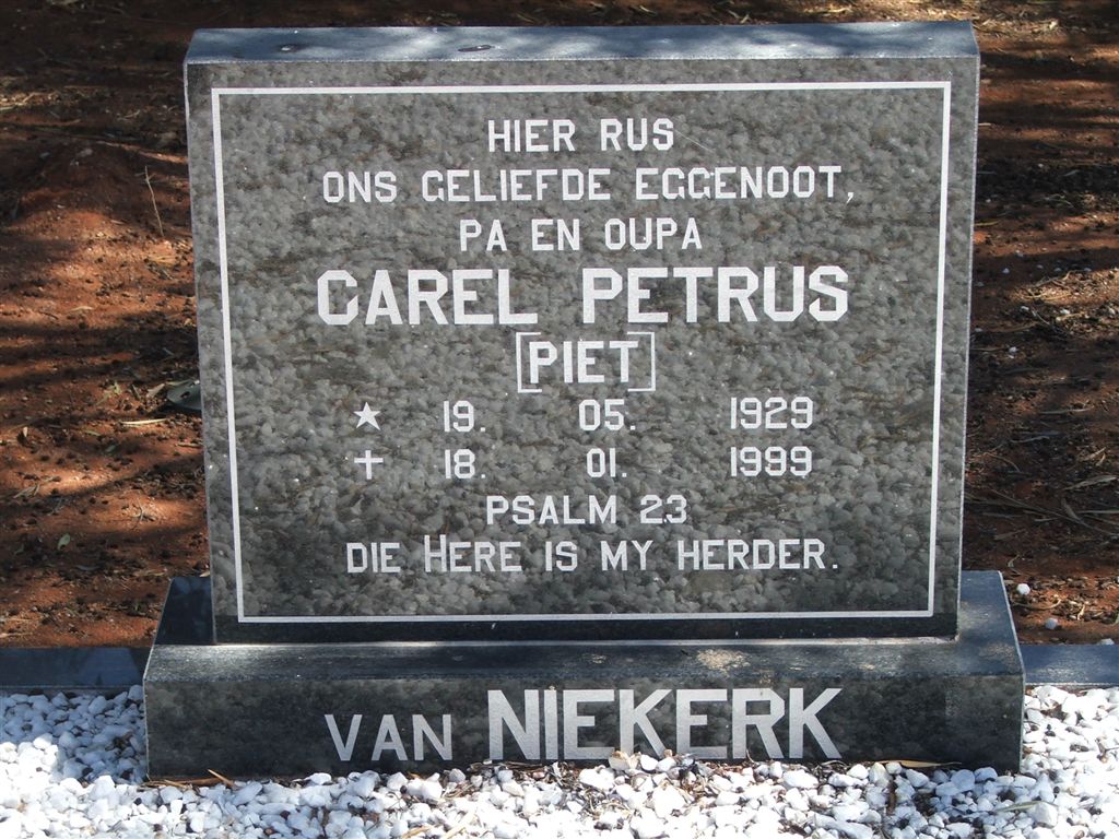 NIEKERK Carel Petrus, van 1929-1999