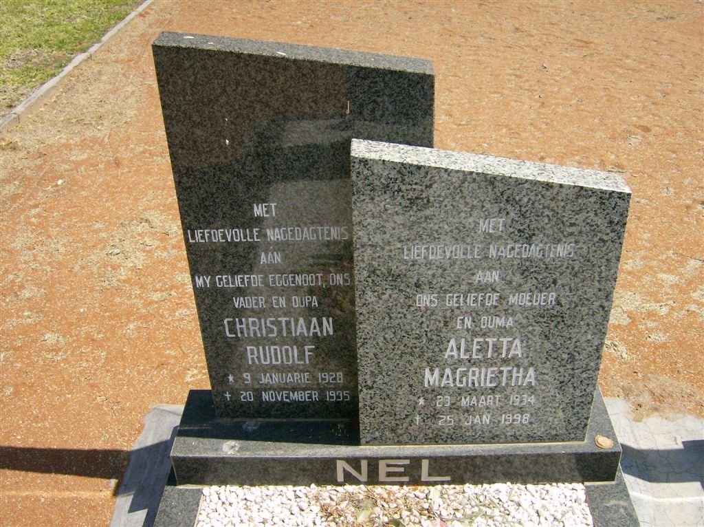 NEL Christiaan Rudolf 1928-1995 &amp; Aletta Magrietha 1934-1998