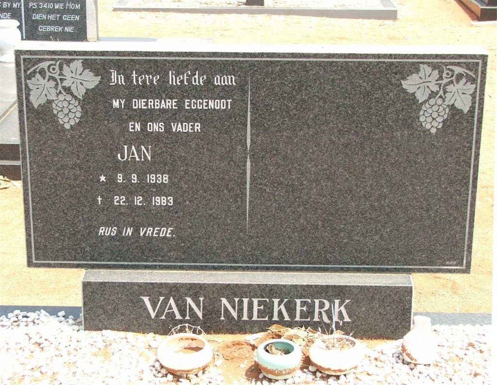 NIEKERK Jan, van 1938-1983