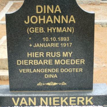NIEKERK Dina Johanna, van nee HYMAN 1893-1917