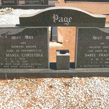 PAGE Sarel Francois 1901-1984 &amp; Maria Christina 1908-1987