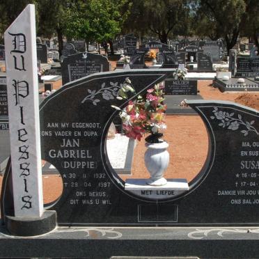 PLESSIS Jan Gabriel, du 1932-1997 &amp; Susan 1936-2005