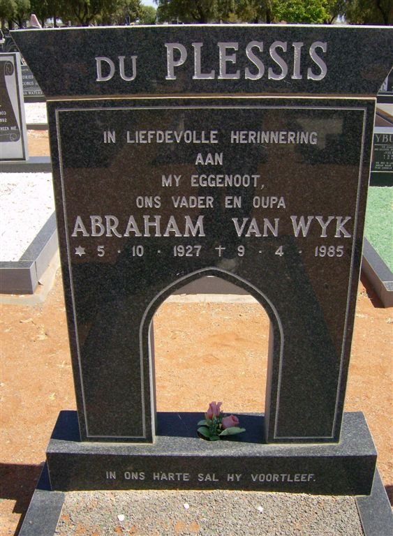 PLESSIS Abraham van Wyk, du 1927-1985