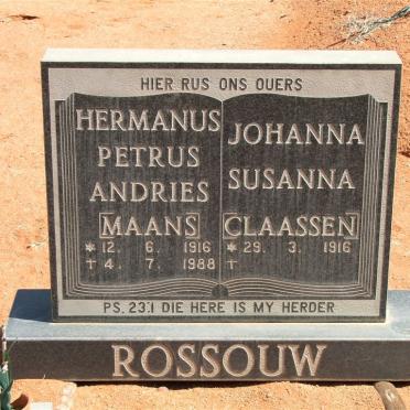 ROSSOUW Hermanus Petrus Andries 1916-1988 &amp; Johanna Susanna CLAASSEN 1916-