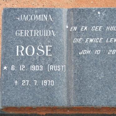 ROSE Johannes Jacobus Philippus 1895-1983 &amp; Jacomina Gertruida RUST 1903-1970