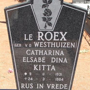 ROEX Catharina Elsabé Dina Kitta, le nee V.D.WESTHUIZEN 1931-1984