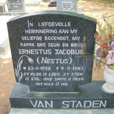 STADEN Ernestus Jacobus, van 1958-1983