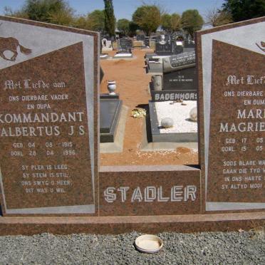 STADLER Albertus J.S. 1915-1996 &amp; Maria Magrietha 1926-1993