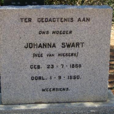SWART N.G. 1852-1942 &amp; Johanna VAN NIEKERK 1858-1950