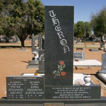 THERON Pieter Johannes Jakobus 1928-1994 &amp; Anna Hendrina Aletta JOON 1937-