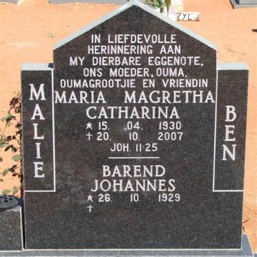 VIVIERS Barend Johannes 1929-  &amp; Maria Magretha Catharina 1930-2007