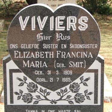 VIVIERS Elizabeth Francina Maria nee SMIT 1909-1985