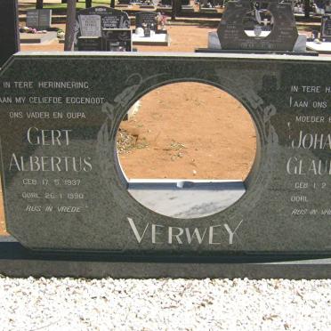 VERWEY Gert Albertus 1937-1990 &amp; Johanna Glaudina 1929-