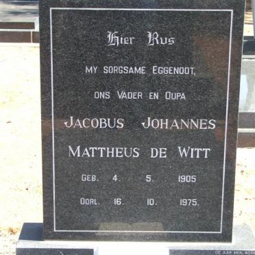 WITT Jacobus Johannes Mattheus, de 1905-1975