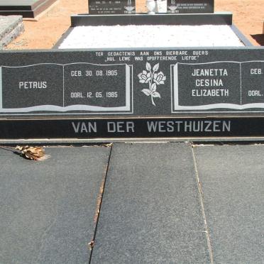 WESTHUIZEN Petrus, van der 1905-1985 &amp; Jeanetta Gesina Elizabeth 1913-