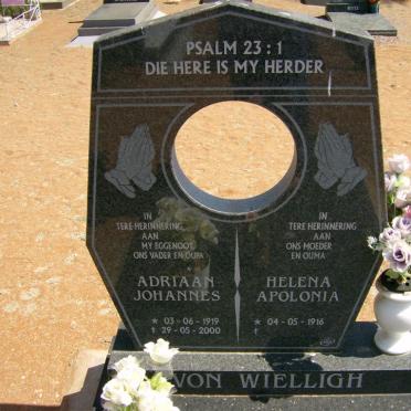 WIELLIGH Adriaan Johannes, von 1919-2000 &amp; Helena Apolonia 1916-