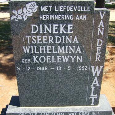 WALT Tseerdina Wilhelmina, van der nee KOELEWYN 1946-1992