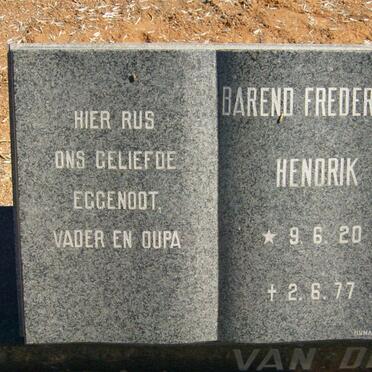 WESTHUIZEN Barend Frederick Hendrik, van der 1920-1977