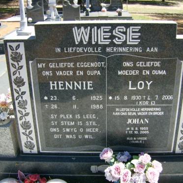 WIESE Hennie 1925-1988 &amp; Loy 1930-2006 :: WIESE Johan 1955-2005