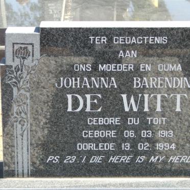 WITT Johanna Barendina, de nee DU TOIT 1913-1994