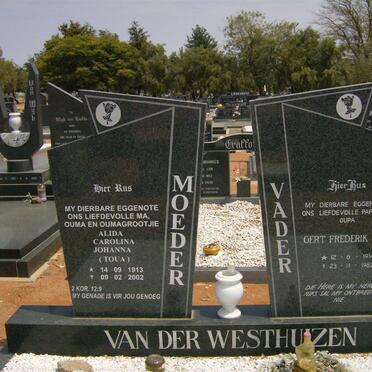 WESTHUIZEN Gert Frederik Dirk, van der 1914-1982 &amp; Alida Carolina Johanna TOUA 1913-2002