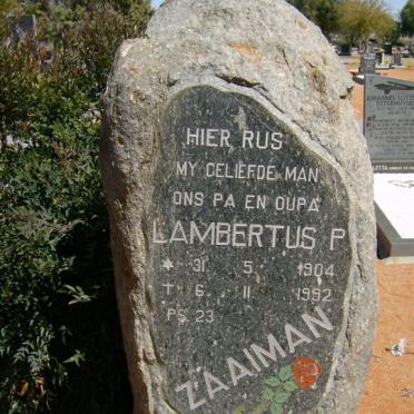 ZAAIMAN Lambertus P. 1904-1992 &amp; Wilna 1915-2004