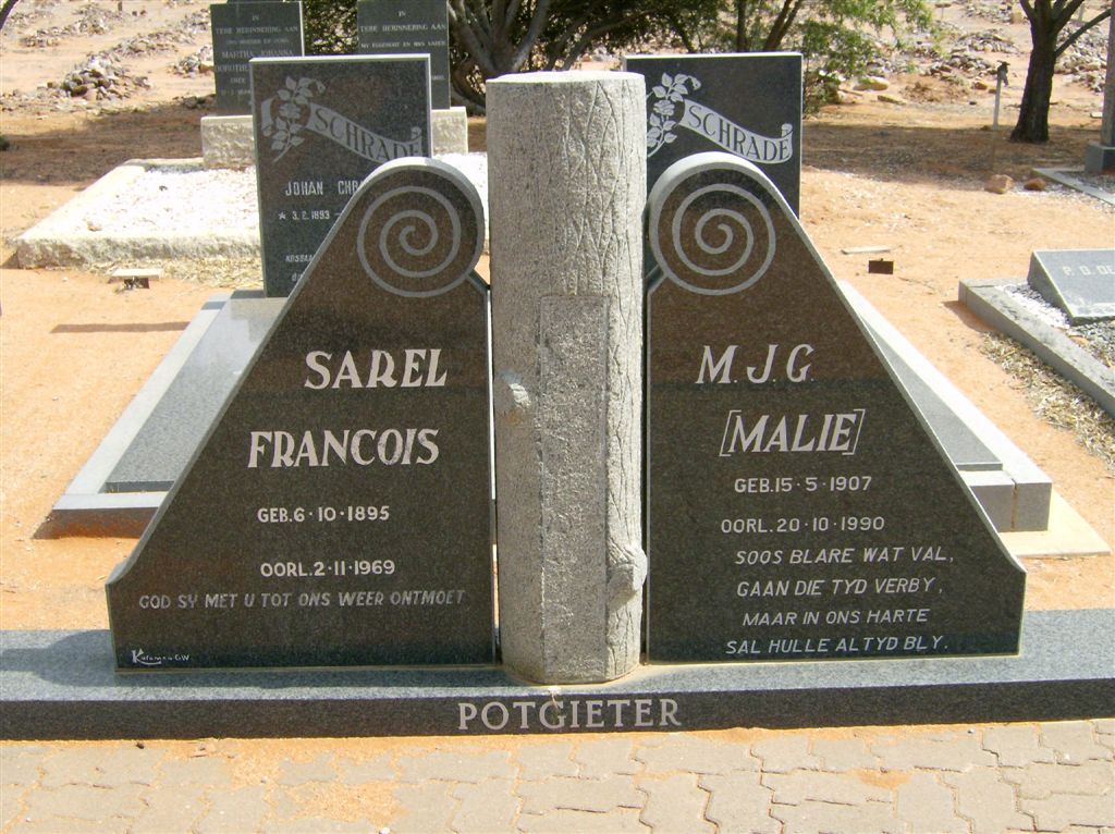 POTGIETER Sarel Francois 1895-1969 &amp; M.J.G. 1907-1990