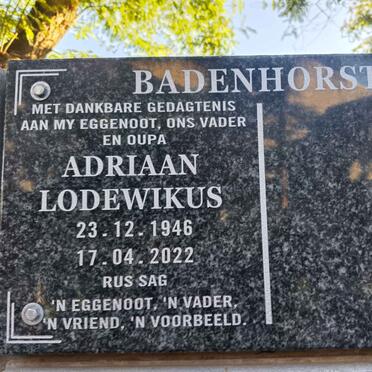 BADENHORST Adriaan Lodewikus 1946-2022