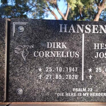 HANSEN Dirk Cornelius 1947-2020 & Hester Josina 1950-