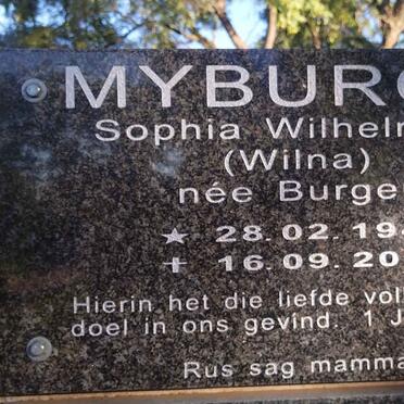 MYBURGH Sophia Wilhelmina nee BURGER 1945-2019