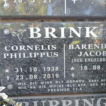 BRINK Cornelius Philippus 1938-2019 & Barendina Jacoba nee ENGELBRECHT 1941-