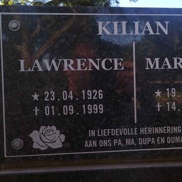 KILIAN Lawrence 1926-1999 & Marietjie 1936-2022