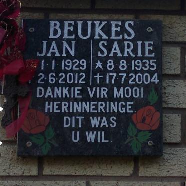 BEUKES Jan 1929-2012 &amp; Sarie 1935-2004